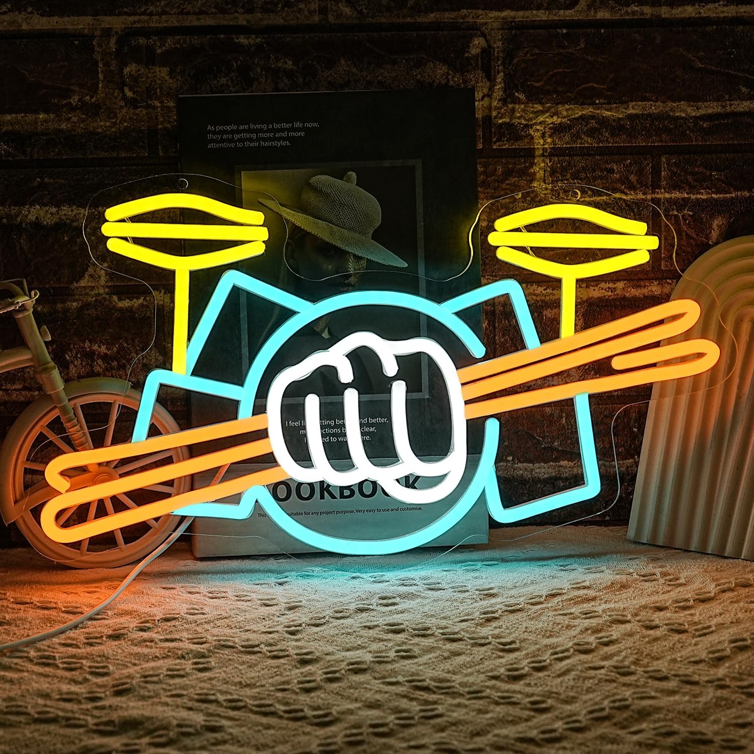 Drum Set Neon Sign USB Powered - Lighting Decoration Ideas 评论和价格