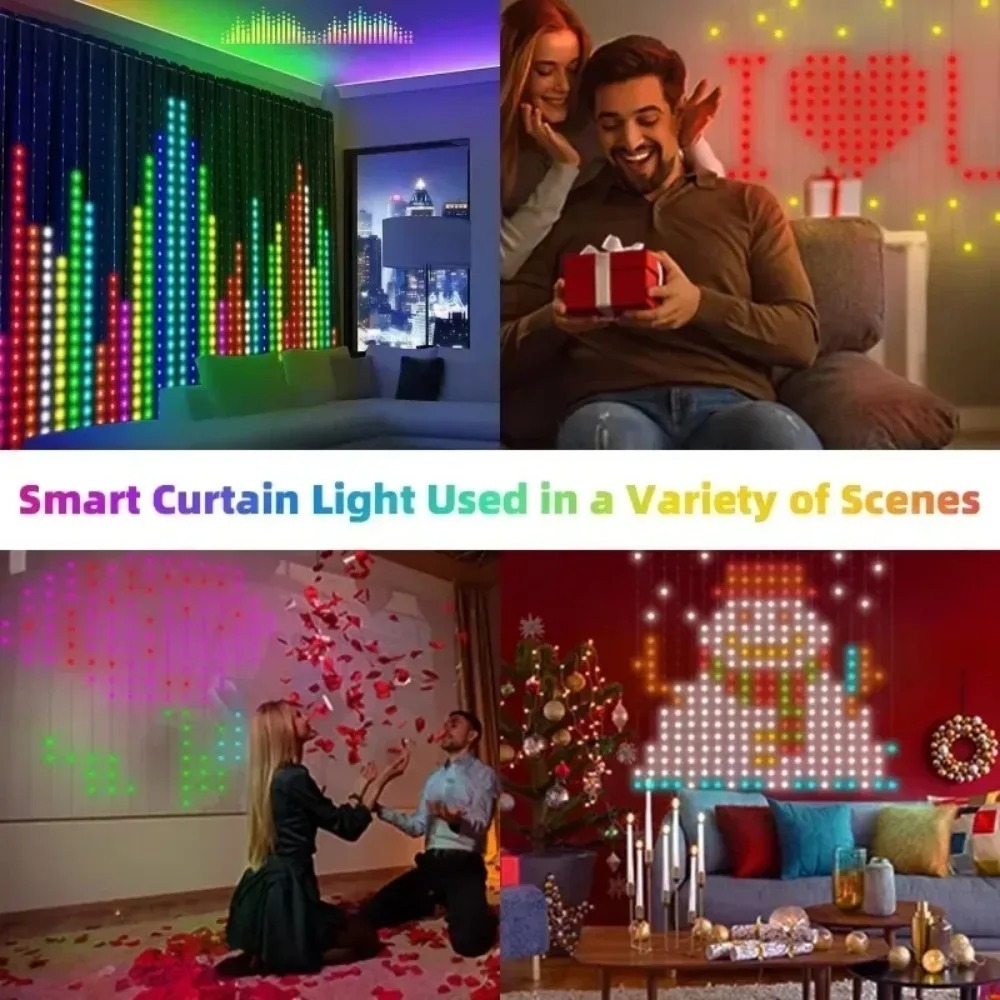 LED Pixel Curtain Lights Bluet - Lighting Christmas Decor 评论和价格