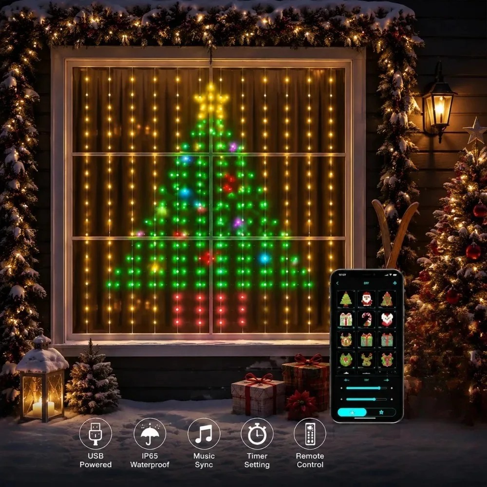 Christmas Light String LED Cur - Lighting Christmas Decor 评论和价格