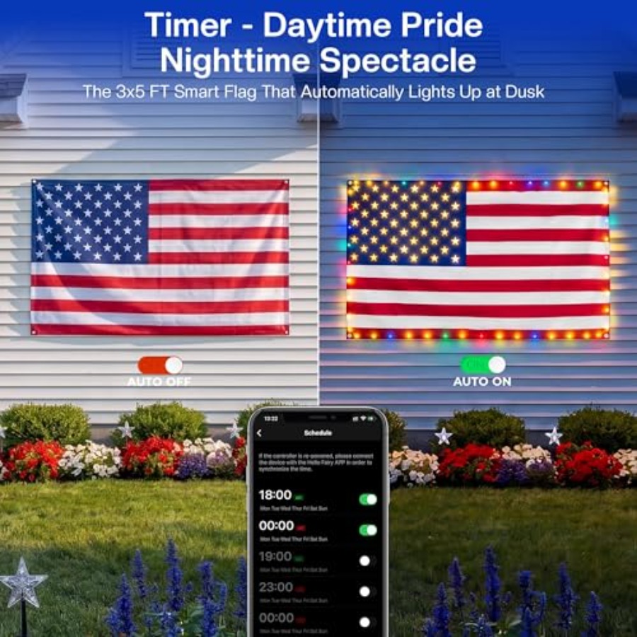 Smart Lighted American Flag 3x - Up Lighting Decor 评论和价格