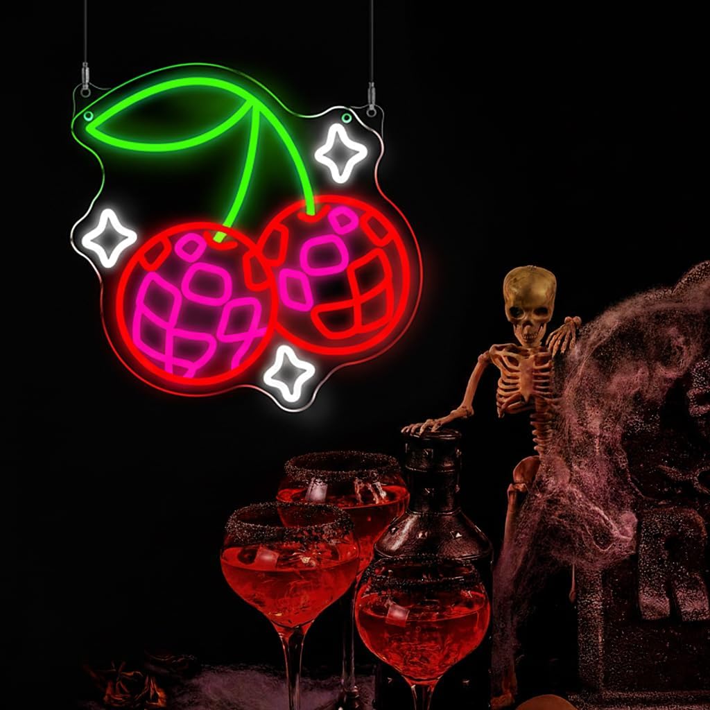 Disco Ball Cherry LED Neon Sig - Lighting Christmas Decor 评论和价格