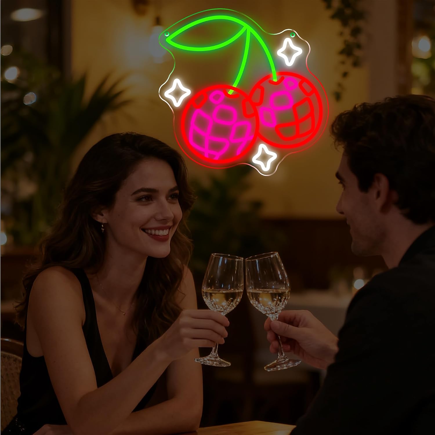 Disco Ball Cherry LED Neon Sig - Lighting Christmas Decor 评论和价格